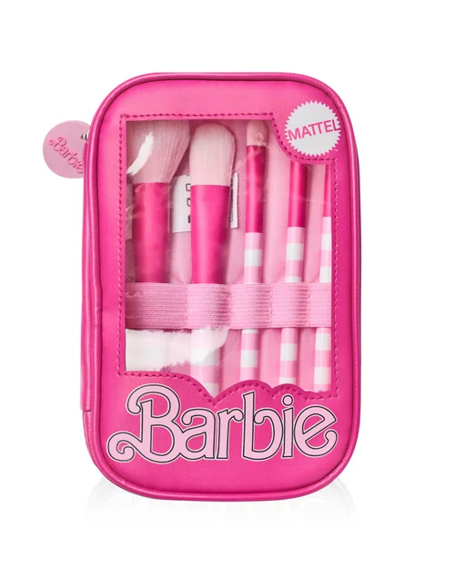Vanilla Underground Barbie Adults Retro Stripe Makeup Brush Pink Set - One Size Image 3