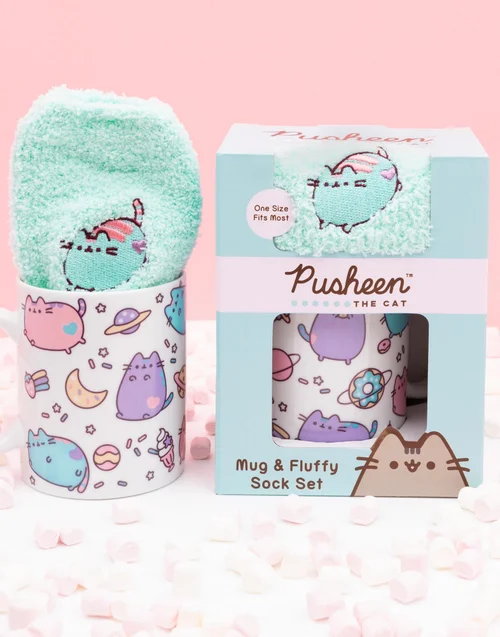 Pusheen Womens Green Multi Character Mug & Sock Gift Set - One Size Image 3