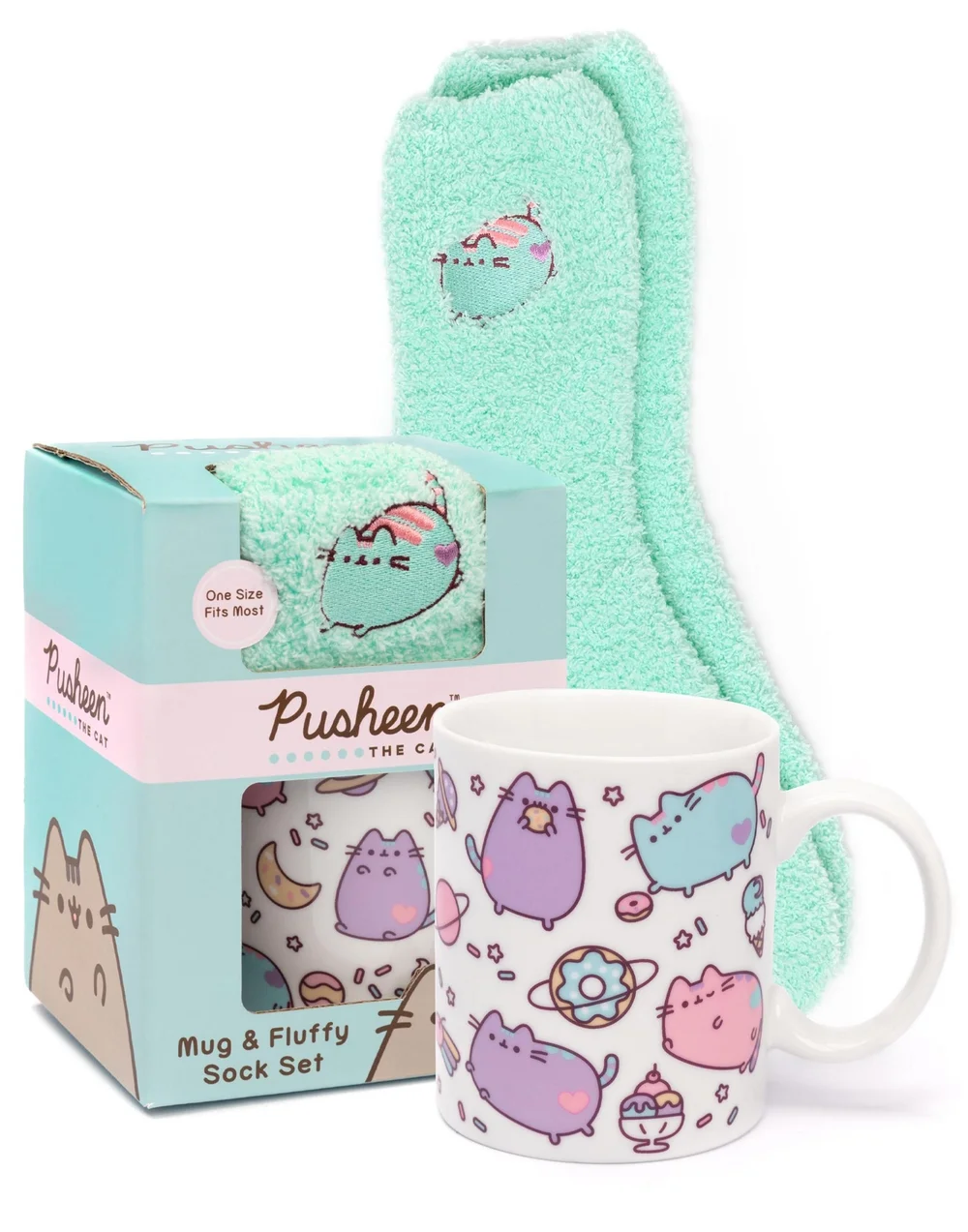 Pusheen Womens Green Multi Character Mug & Sock Gift Set - One Size Image 1