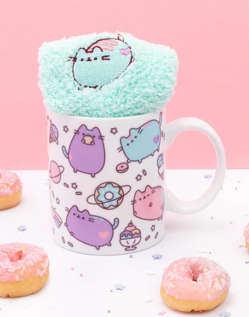 Pusheen Womens Green Multi Character Mug & Sock Gift Set - One Size Image 2
