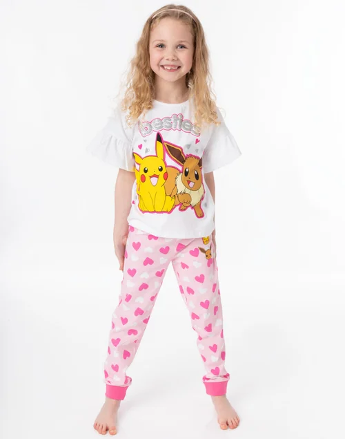 Pokemon Kids White Pikachu Eeevee Pyjama Set (3 - 12 Years) - Age 5-6 Years Image 2
