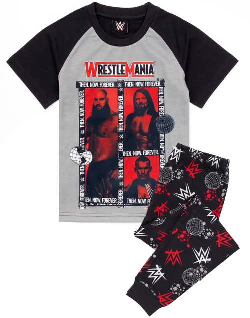 Vanilla Underground WWE Kids Wrestlers Photographic Print Grey PJs - Age 10-11 Years Image 1