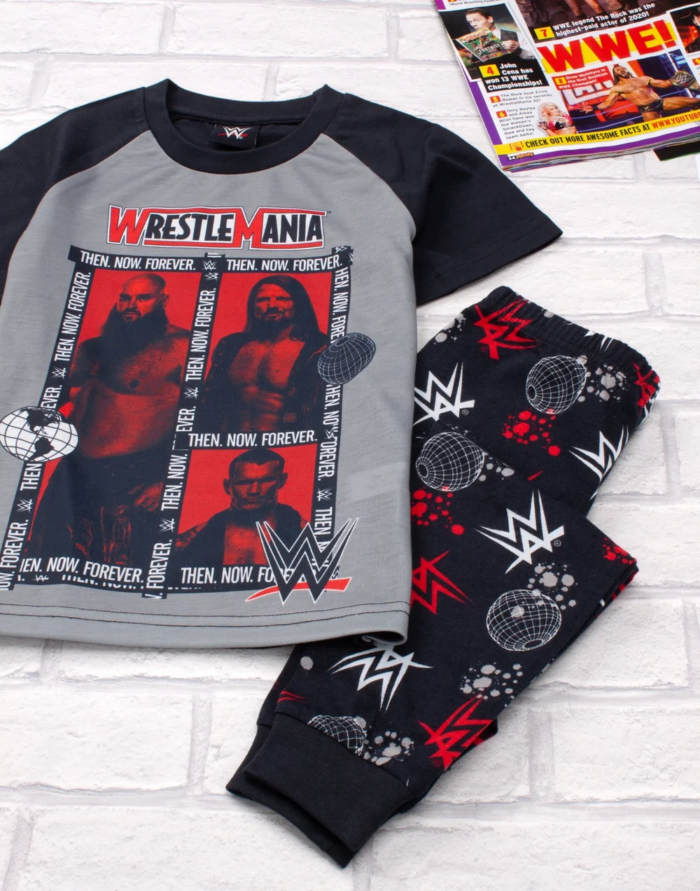 Vanilla Underground WWE Kids Wrestlers Photographic Print Grey PJs - Age 10-11 Years Image 2