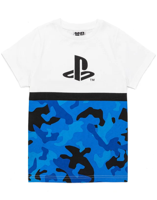Vanilla Underground PlayStation Kids Logo & Camo Print White T-Shirt