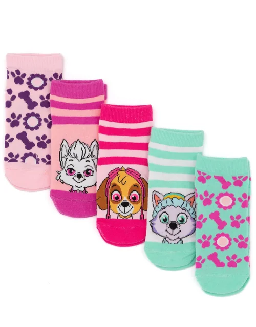Paw Patrol Girls Pink Calf Socks Set Of 5 (Younger 3-12) - Size 6-8.5 Image 1