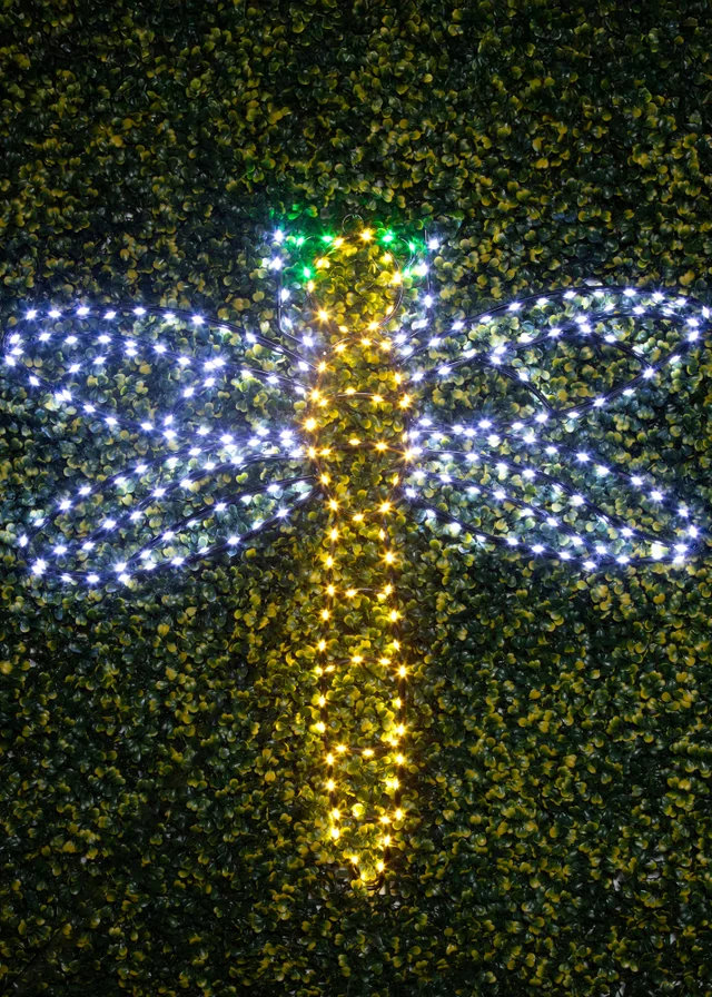 Premier Decorations White LED Lit Dragonfly Motif Wall Sign