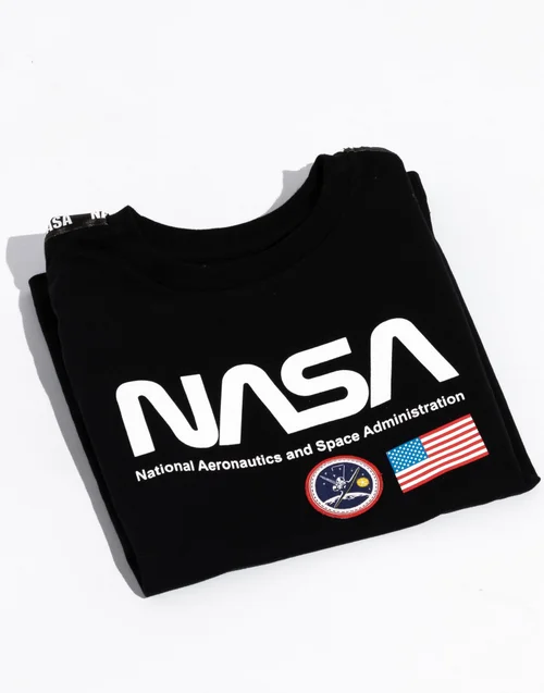 Vanilla Underground NASA Kids Black T-Shirt - Age 7-8 Years Image 2