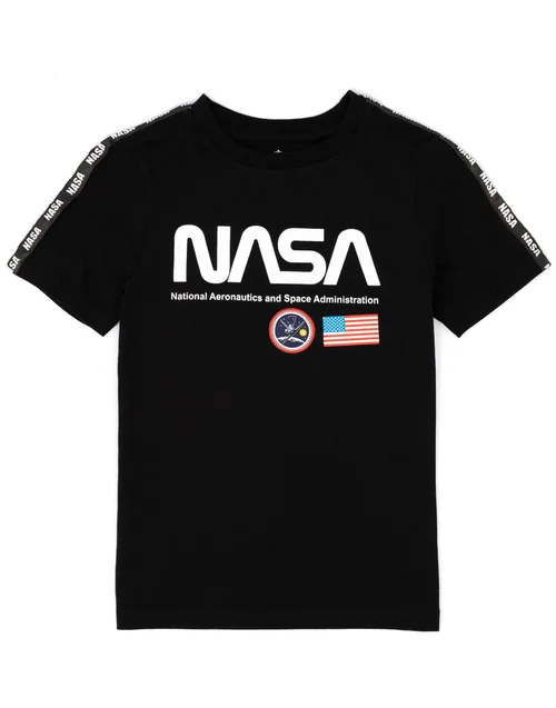 Vanilla Underground NASA Kids Black T-Shirt - Age 7-8 Years Image 1