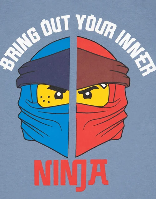 Lego Boys Blue Ninja Warrior Placement Print Short Sleeved T-Shirt (2 - 9 Years) - Age 7-8 Years Image 4