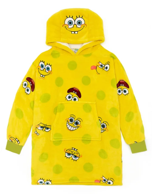 Vanilla Underground SpongeBob SquarePants Kids Yellow Blanket Hoodie - Age 9-13 Years Image 1