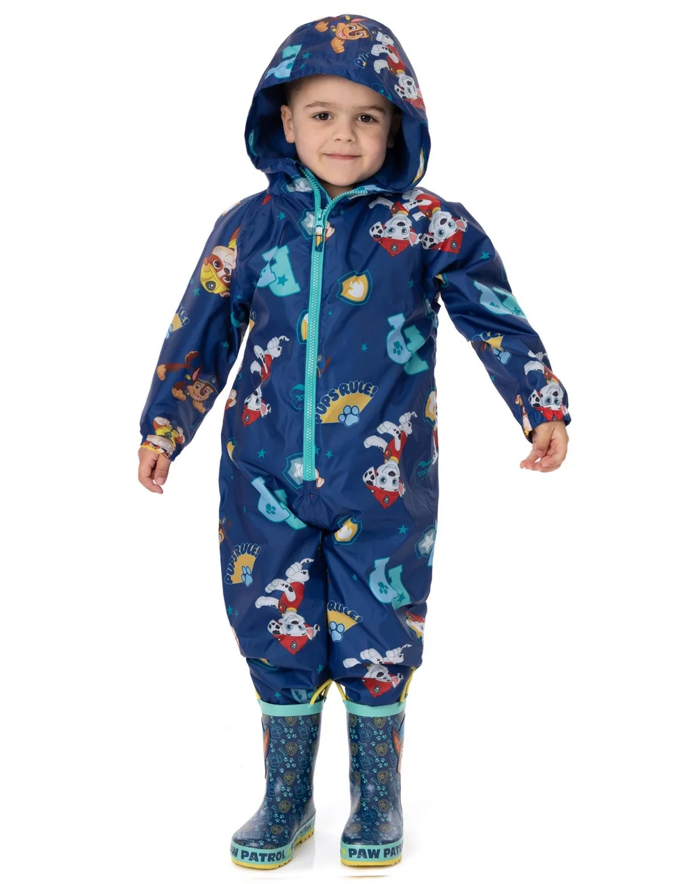 Paw Patrol Boys Blue Marshall Rubble & Chase Puddle Suit (2-7yrs) - Age 6-7 Years Image 2