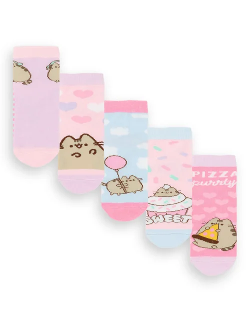 Pusheen Girls Multicoloured Calf Socks Set Of 5 (12.5 Younger - 6.5 Older) - Size 4-6.5 Image 1