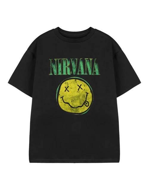 Vanilla Underground Nirvana Kids Yellow Logo Black T-Shirt - 11-12 Yrs Image 1
