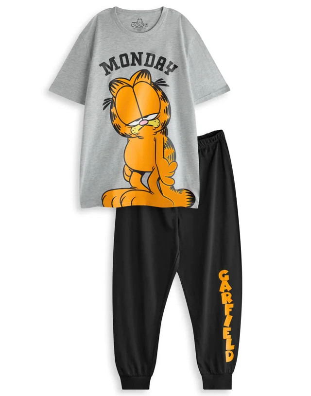 Vanilla Underground Garfield Adults Multi Character Grey PJs