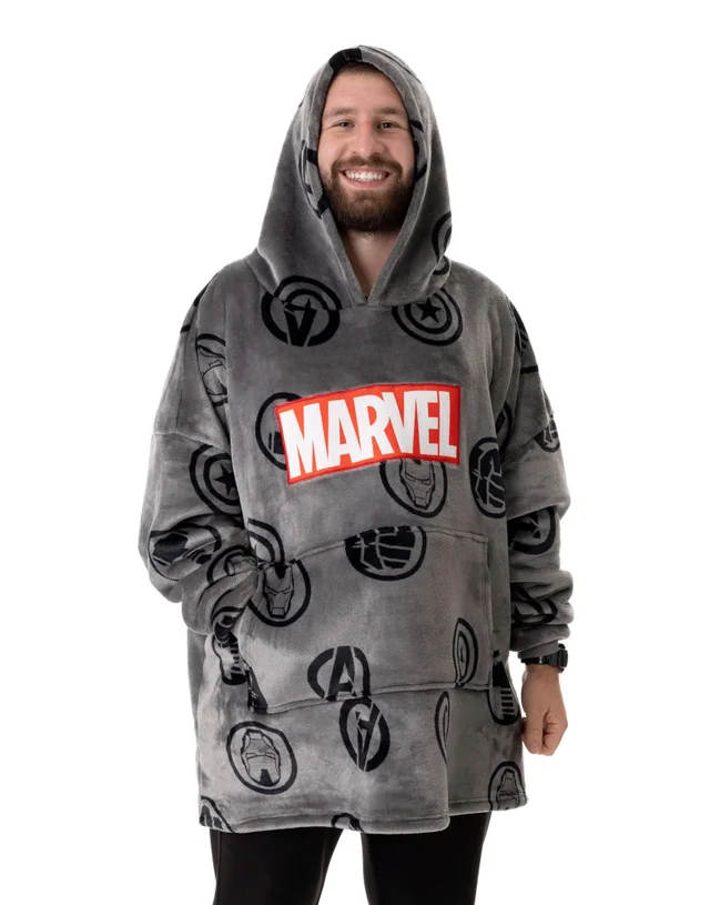 Vanilla Underground Marvel Adults Logo Blanket Grey Hoodie