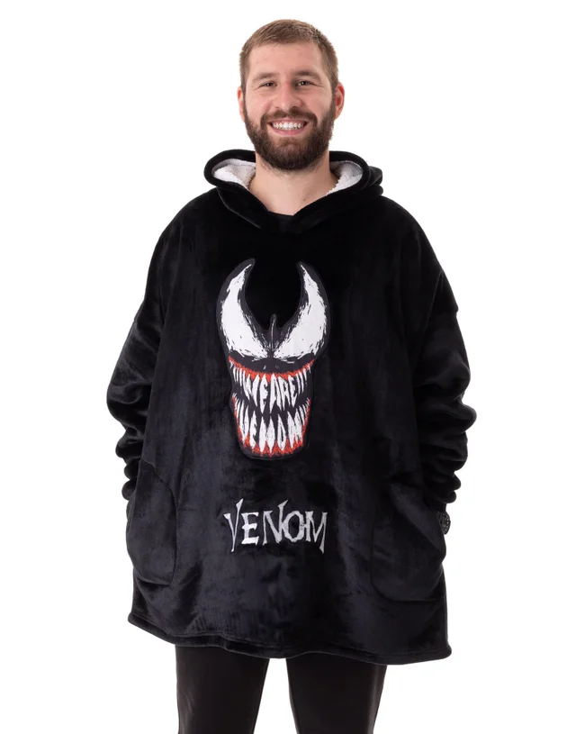 Vanilla Underground Marvel Adults Venom Blanket Black Hoodie
