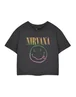 Vanilla Underground Nirvana Adults Rainbow Logo Grey Cropped T-Shirt - 3XL Image 1
