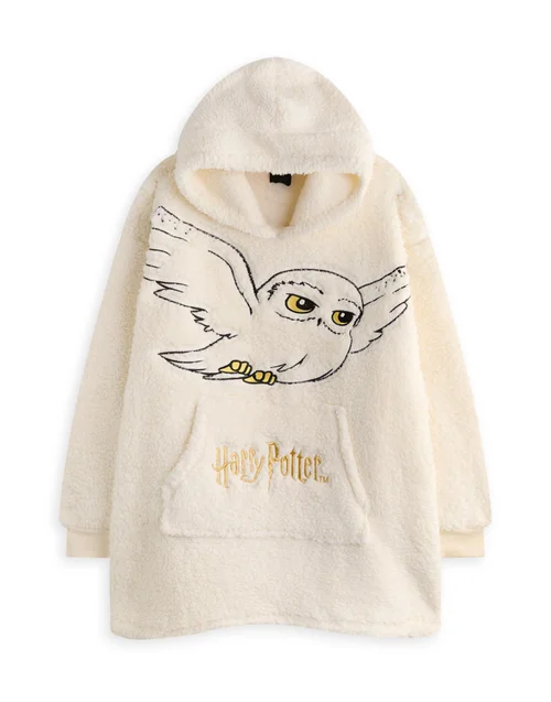 Vanilla Underground Harry Potter Adults Hedwig Blanket Beige Hoodie - One Size Image 3