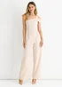 Gini London Cream Woven One Shoulder Wide Leg Jumpsuit - 6 Image 1
