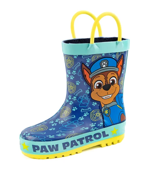 Vanilla Underground Paw Patrol Kids Chase Graphic Wellington Boots with Handles Blue - Size 6 Infants Footwear Image 1