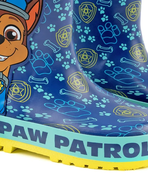 Vanilla Underground Paw Patrol Kids Chase Graphic Wellington Boots with Handles Blue - Size 6 Infants Footwear Image 4