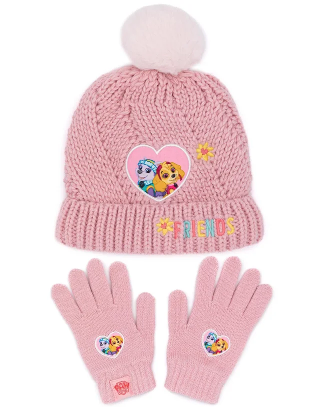 Vanilla Underground Paw Patrol Kids Beanie and Scarf Pink Set