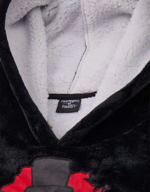 Vanilla Underground Five Nights At Freddy's Kids Character Blanket Black Hoodie - One Size Image 3