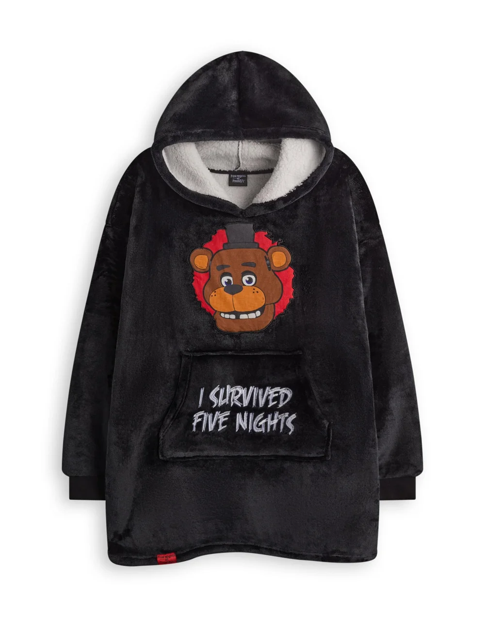Vanilla Underground Five Nights At Freddy's Kids Character Blanket Black Hoodie - One Size Image 1