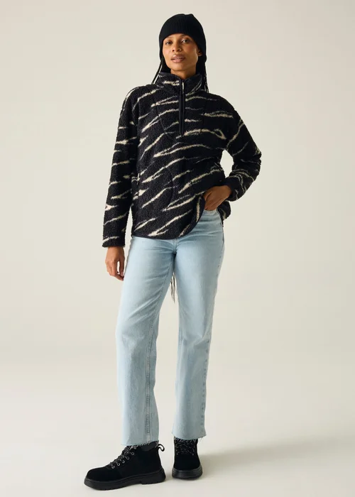 Regatta Black/ White Frankie Borg Half Zip Fleece - 8 Image 3