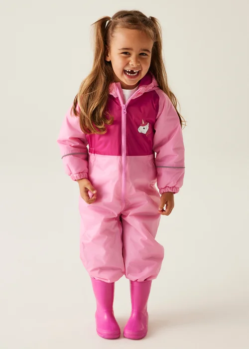 Regatta Pink Multi Kids' Mudplay III Breathable All in 1 (6-72 months) - 36 - 48 months Image 1