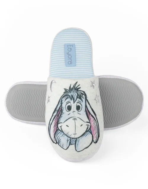 Disney Grey Winnie The Pooh Mule Slippers - Size 7-8 Image 2