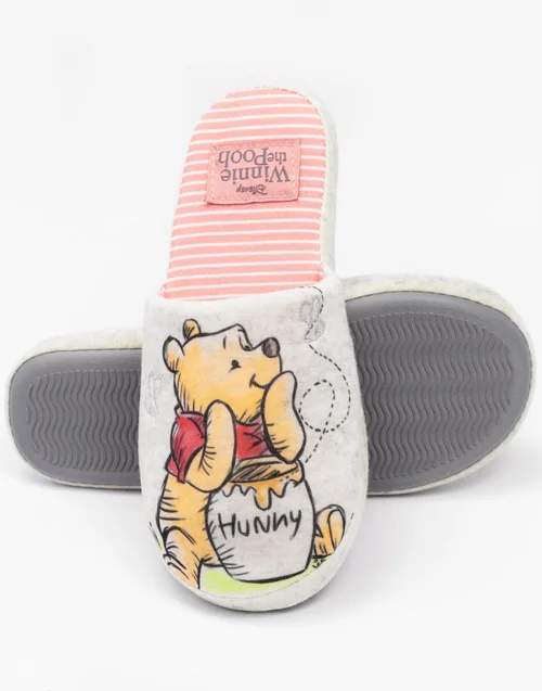 Disney Grey Winnie The Pooh Mule Slippers - Size 3-4 Image 3