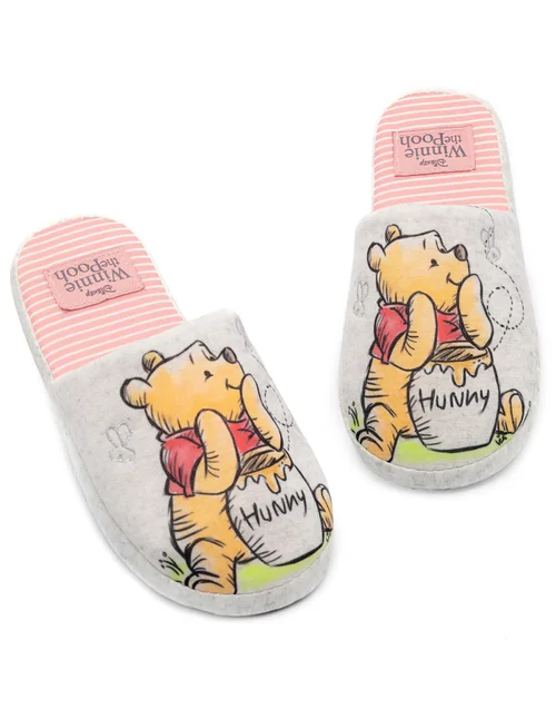 Disney Grey Winnie The Pooh Mule Slippers - Size 3-4 Image 1