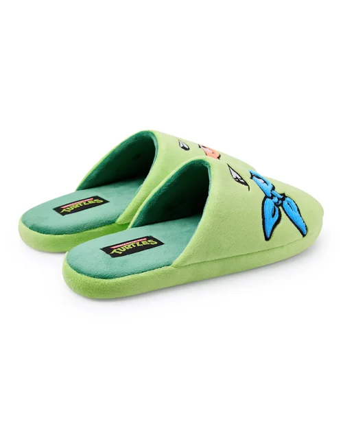 Teenage Mutant Ninja Turtles Green Character Face Mule Slippers - Size 11-12 Image 2