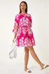 Roman Fuchsia Floral Button Smock Dress - 12 Image 1