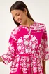 Roman Fuchsia Floral Button Smock Dress - 12 Image 4