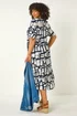 Roman Navy Curve Print Tiered V-Neck Dress - Size 20 Image 3