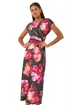 Roman Black Floral Printed Wrap Detail Midi Dress - Size 12 Image 1