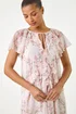 Roman Light Pink Floral Frill Flutter Sleeve Dress - 16 Image 4