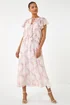 Roman Light Pink Floral Frill Flutter Sleeve Dress - 16 Image 2