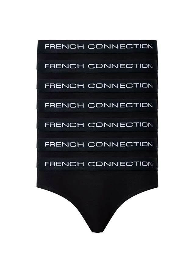 French Connection Black Cotton Ladies Briefs 7 Pack