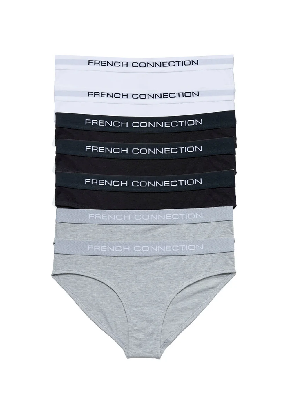 French Connection White Cotton Ladies Briefs 7 Pack - M Image 1