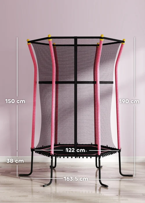 HOMCOM Pink 5.4FT Kids Trampoline With Enclosure Indoor Outdoor - One Size Image 3