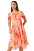 Roman Orange Abstract Painted Floral Hanky Hem Dress - Size 10 Image 1