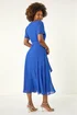 Roman Blue Pleat Chiffon Belted Midi Dress - Size 10 Image 3