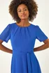 Roman Blue Pleat Chiffon Belted Midi Dress - Size 10 Image 4