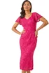 Roman Fuchsia Sequin Lace Ruffle Midi Dress - 12 Image 1