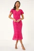 Roman Fuchsia Sequin Lace Ruffle Midi Dress - 12 Image 2