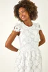 Roman White Crochet Floral Lace Midi Dress - Size 14 Image 4
