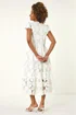 Roman White Crochet Floral Lace Midi Dress - Size 14 Image 3